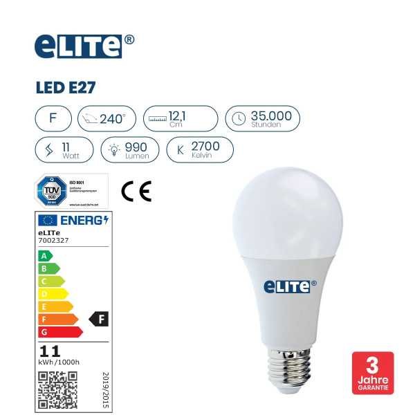 LED Lampe E27 11W 2700K 827 990lm 12,1cm