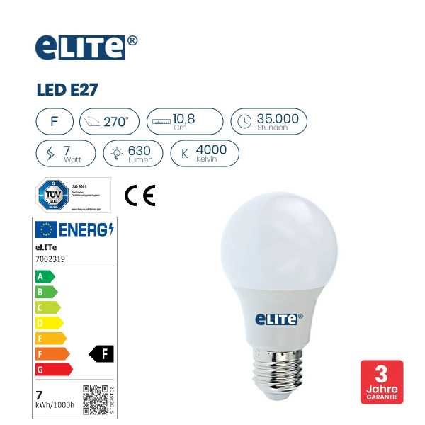 LED Lampe E27 7W 4000K 840 630lm 10,8cm
