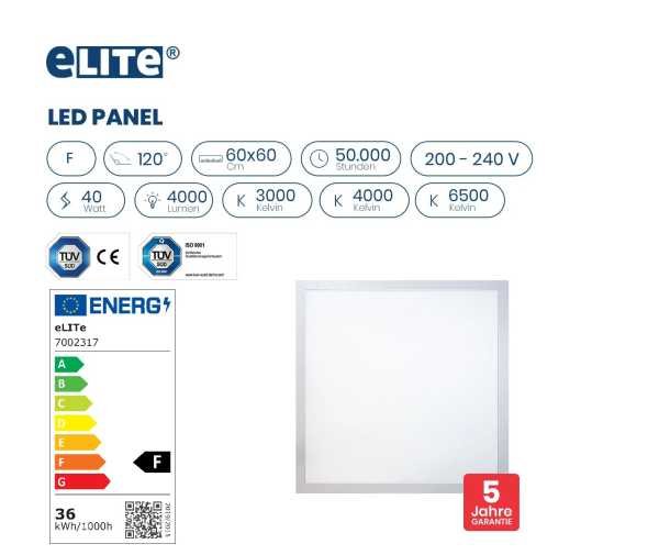 Backlight LED Panel 40W Farbwahl 4000lm 60x60cm weiß UGR<19 nicht dimmbar