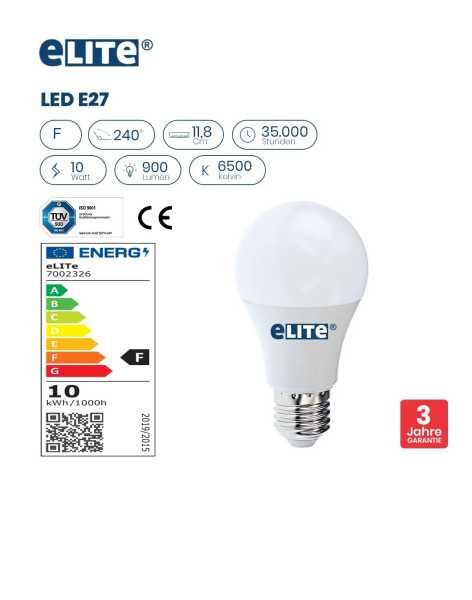 LED Lampe E27 10W 6500K 865 900lm 11,8cm