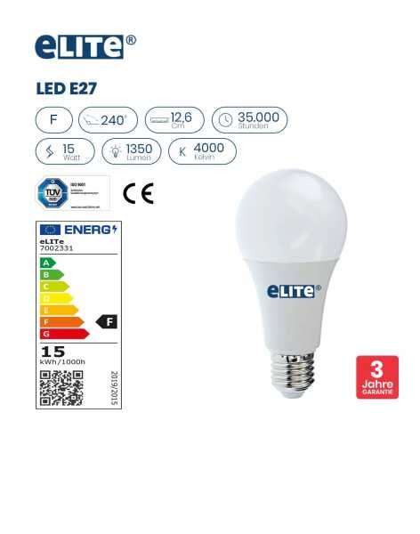 LED Lampe E27 15W 4000K 840 1350lm 12,6cm