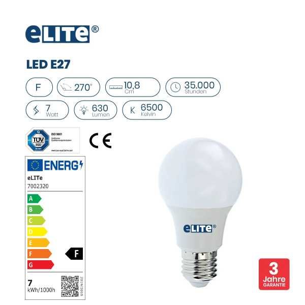 LED Lampe E27 7W 6500K 865 630lm 10,8cm