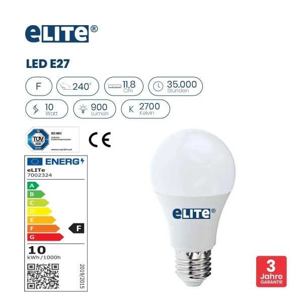 LED Lampe E27 10W 2700K 827 900lm 11,8cm